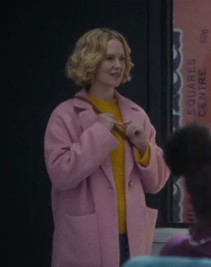 Black Mirror S07 Rosy McEwen  Pink Wool Coat


