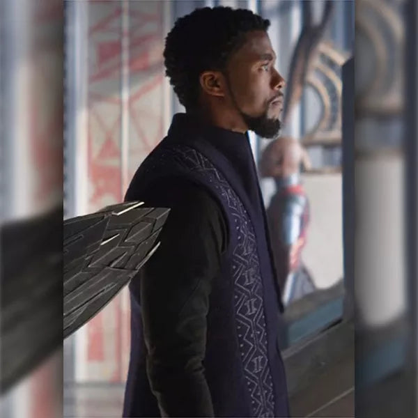 Avengers Infinity War Chadwick Boseman Blue Wool Coat