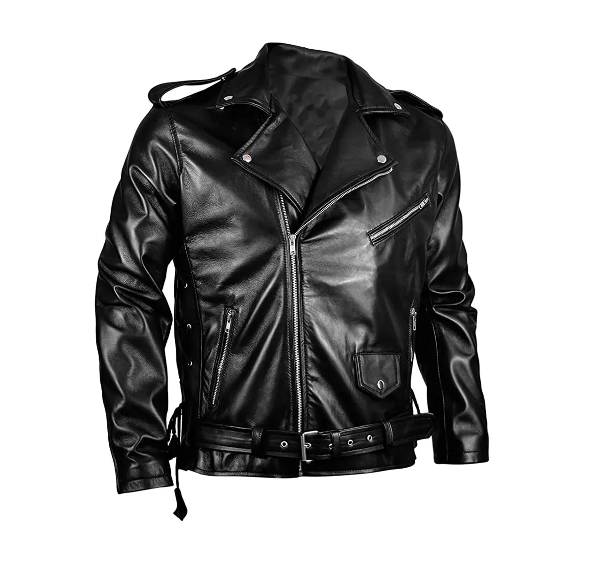 Black Brando Style Leather Jacket