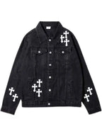 Black Chrome Heart Denim Jacket