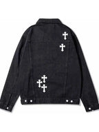 Black Chrome Heart Denim Jacket