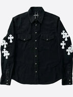 Black Chrome Heart Denim Jacket
