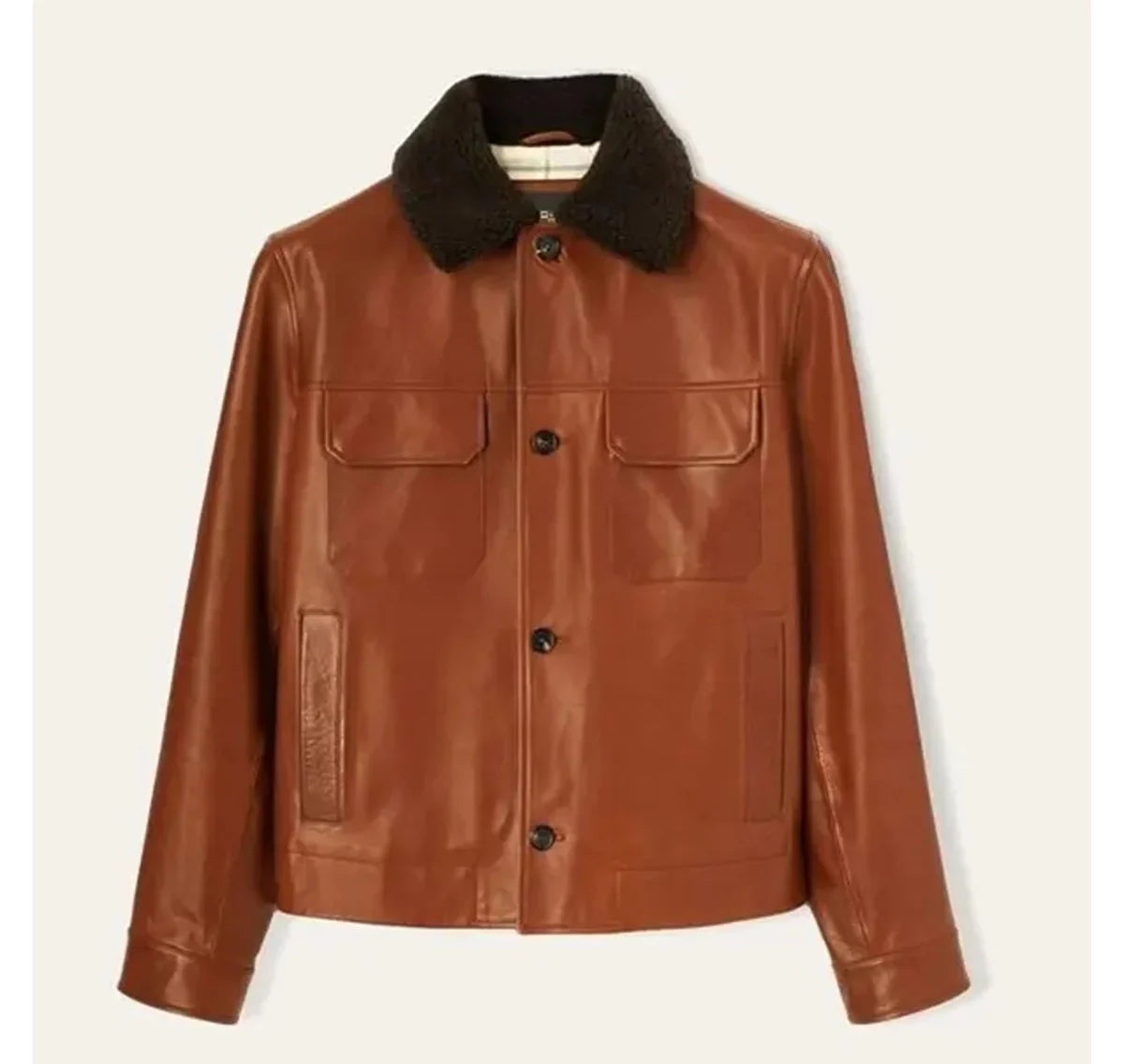Brad-Pitt-Art-Exhibit-LA-Shearling-Jacket