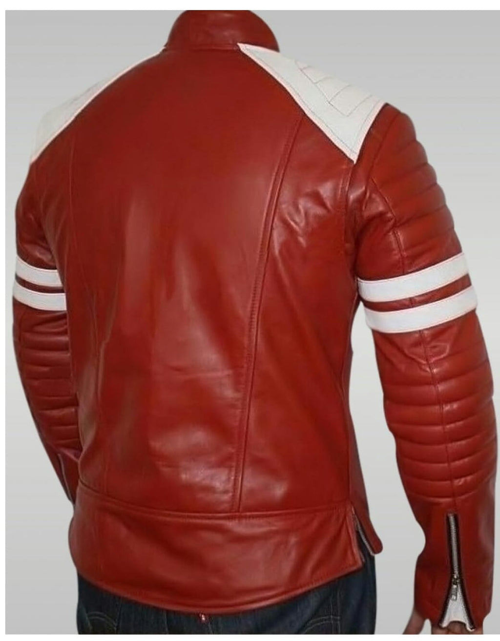 Brad Pitt Fight Club Red Leather Jacket