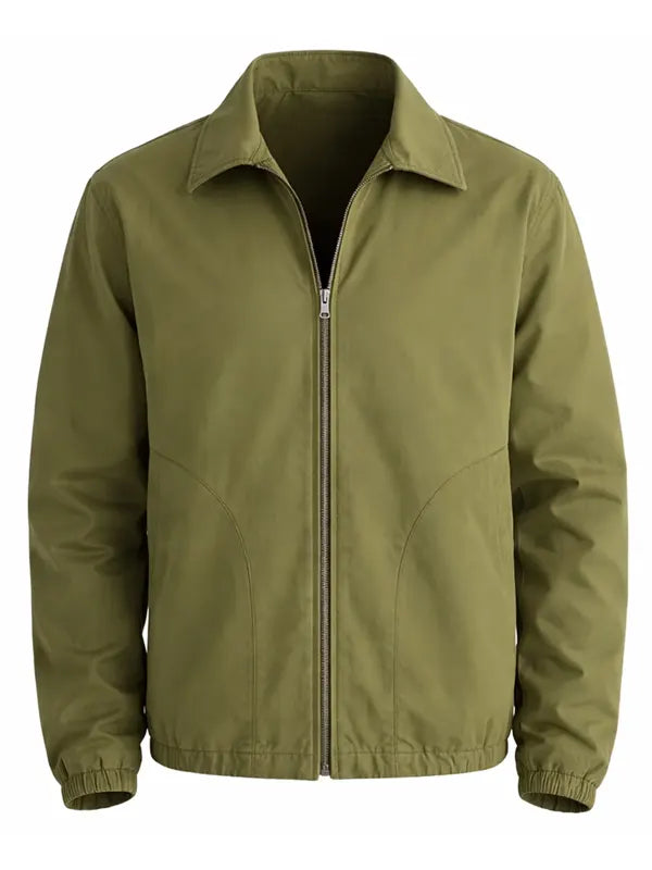 Brando Aufderhar Olive Green Twill Spring Cotton ZIP Jacket