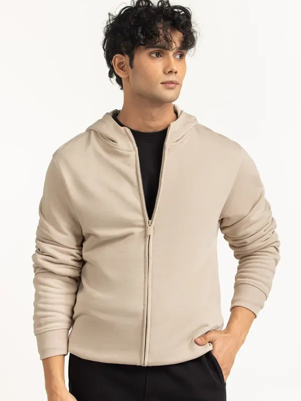 Brandon Beige Regular Fit ZIP Hoodie