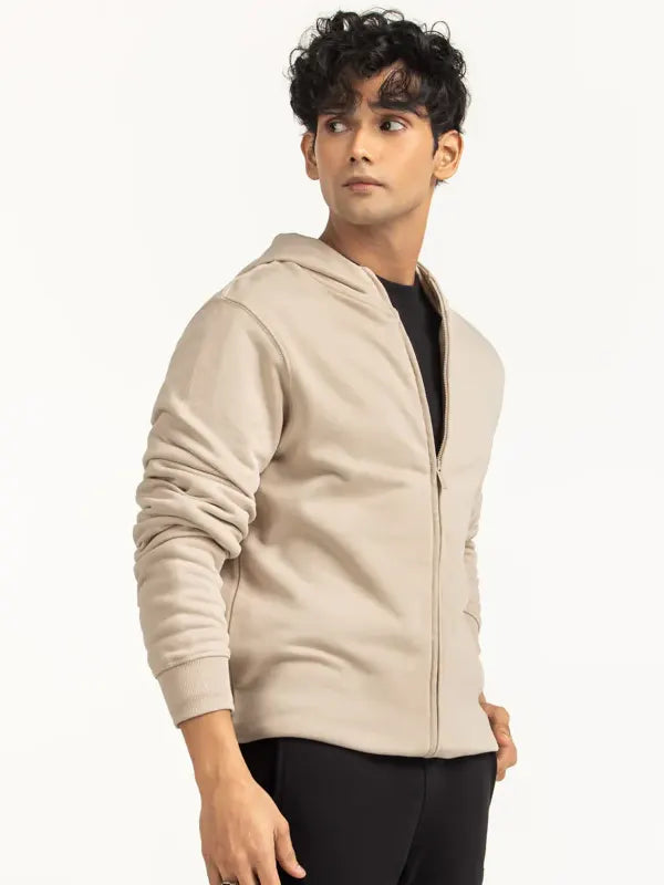 Brandon Beige Regular Fit ZIP Hoodie