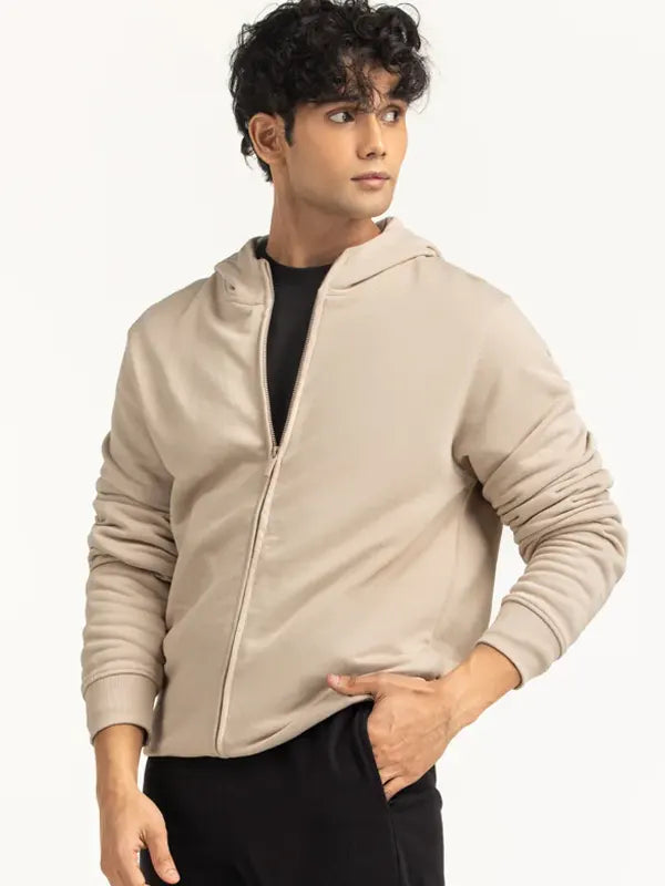 Brandon Beige Regular Fit ZIP Hoodie