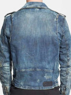 Brooklyn Harris Men’s Blue Jean Biker Jacket