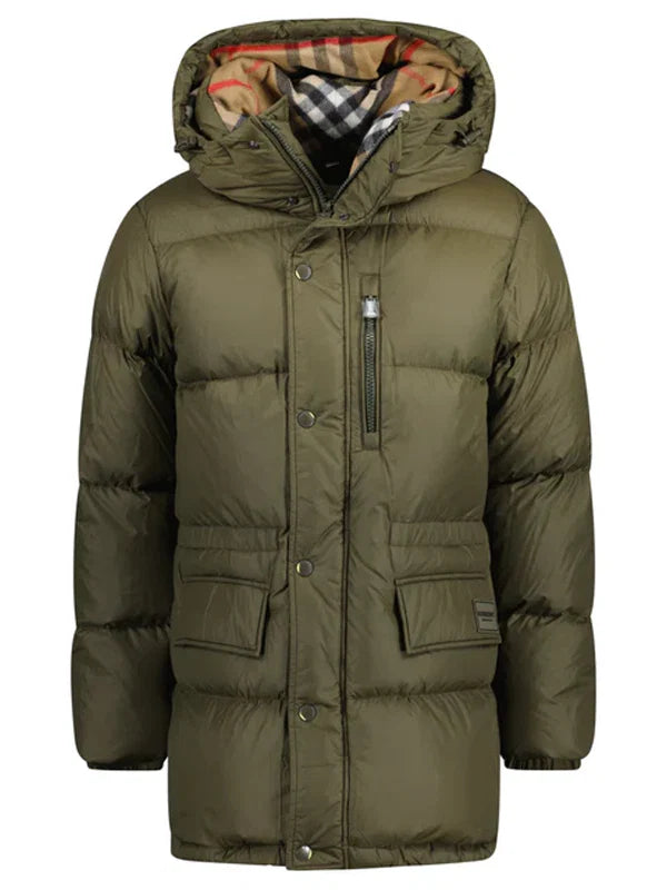 Burberry-Haworth-Mid-Length-Down-Puffer-Jacket-Khaki-Green