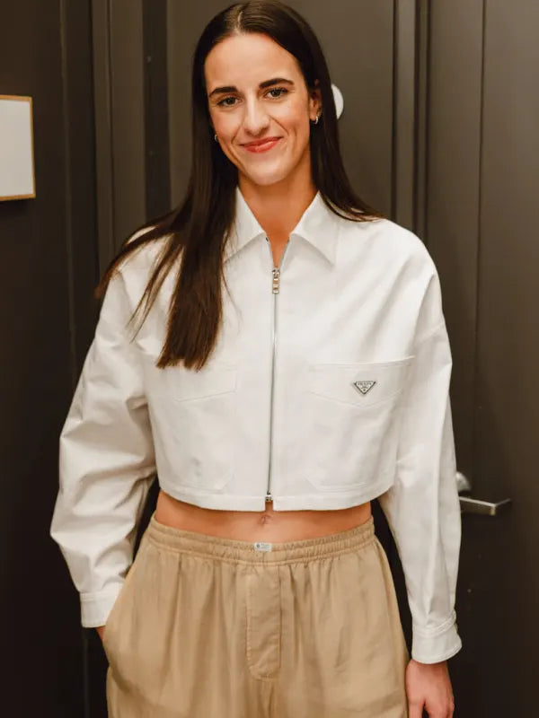 Caitlin Clark White Prada Cropped Jacket