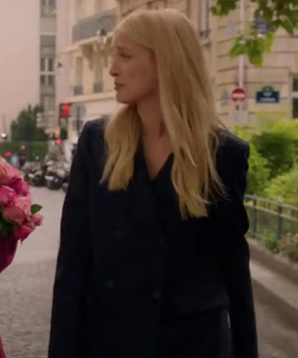 Camille Razat Emily In Paris Black Wool Coat


