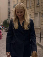 Camille Razat Emily In Paris New  Black Wool Coat


