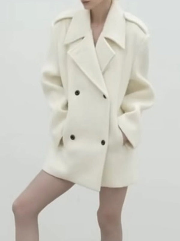 
 Camille Razat Emily In Paris S04 New White Wool Coat
