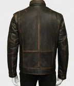 Men's Distressed Brown Leather Jacket Zing Apparel
