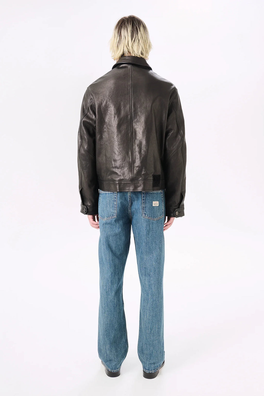 Casual leather blouson jacket
