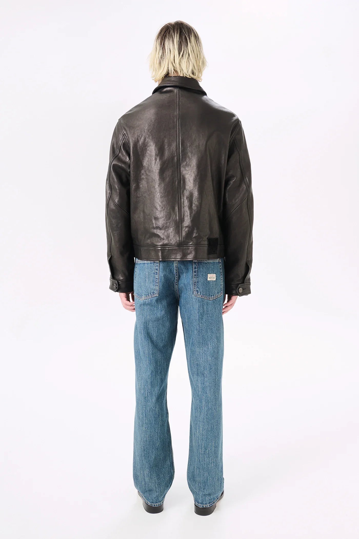 Casual leather blouson jacket