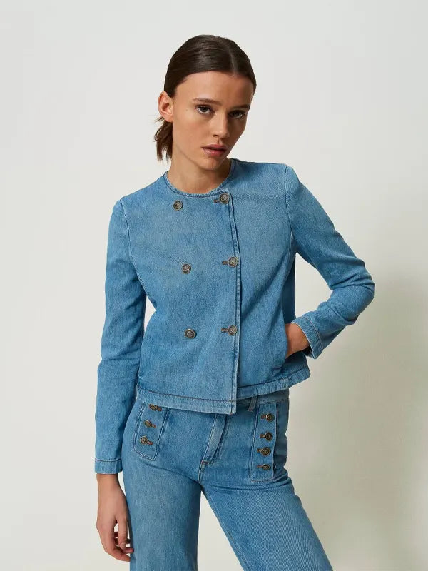 Chinese Collar Denim Jacket