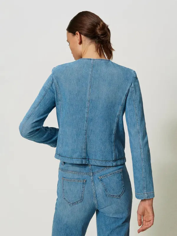 Chinese Collar Denim Jacket Sale