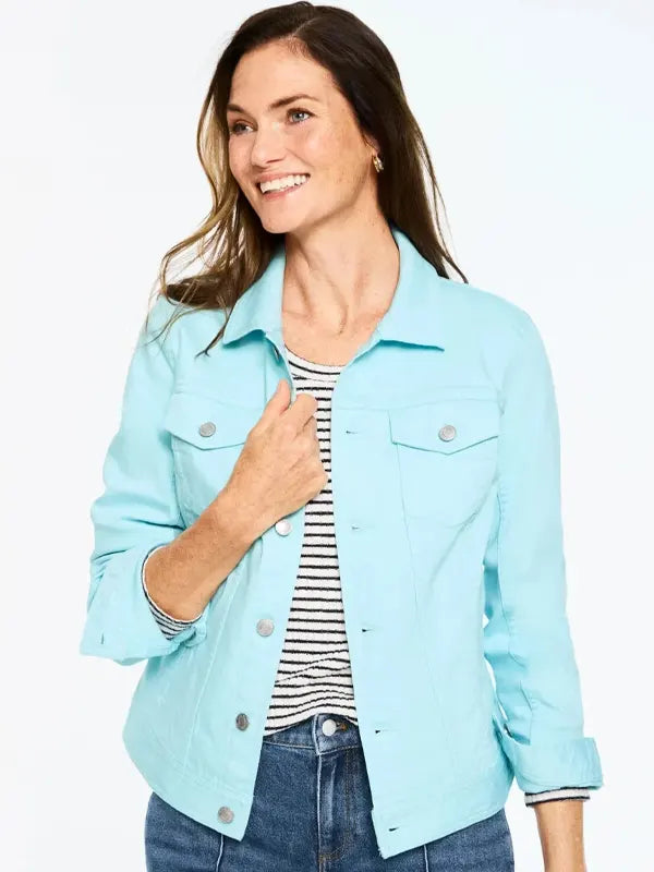 Clinton West Women's Sky Blue Shirt Collar Denim Jacket