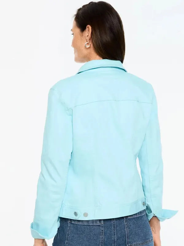 Clinton West Women's Sky Blue Shirt Collar Denim Jacket
