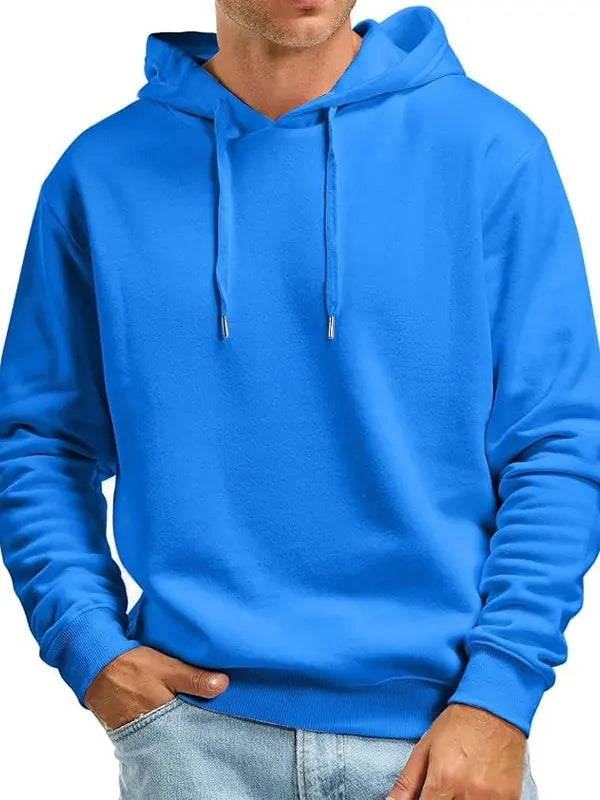 Connie Wolf Mens Casual Blue Pullover Hoodie