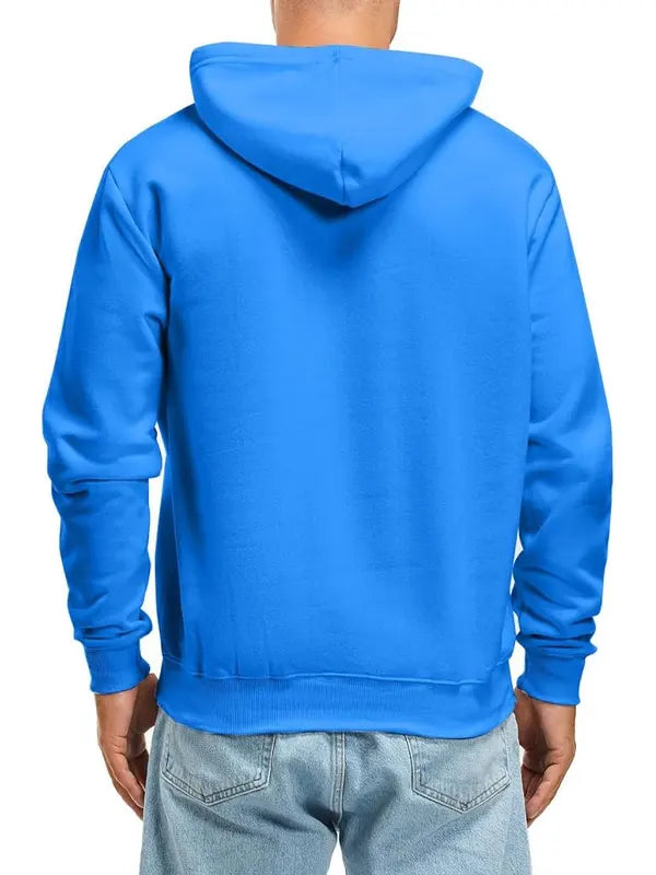 Connie Wolf Mens Casual Blue Pullover Hoodie