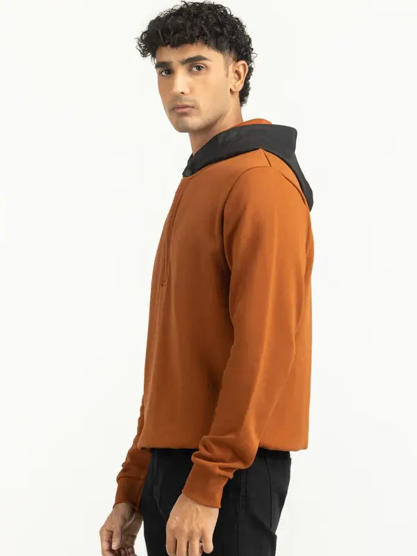 Cowan Men Regular Fit Brown Hoodie