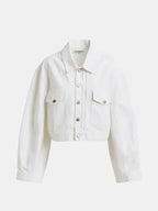 Cropped Off White Denim Jacket