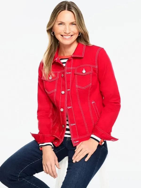 Cyril Goldner Women's Red Denim Jacket