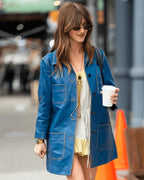 Daisy-Edgar-Jones-Leather-Blue-Coat