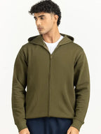 Daniels Regular Fit Olive Green ZIP Hoodie