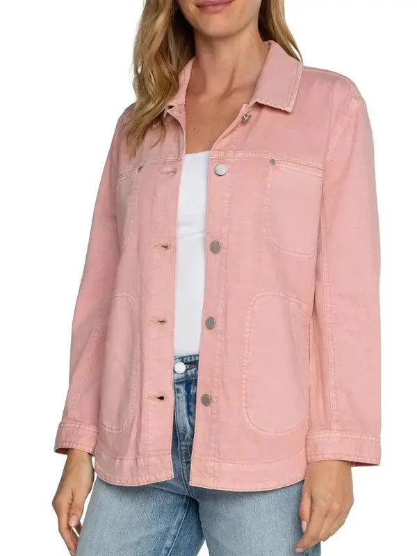 Dean Dach Women's Pink Cotton Shirt Jacket