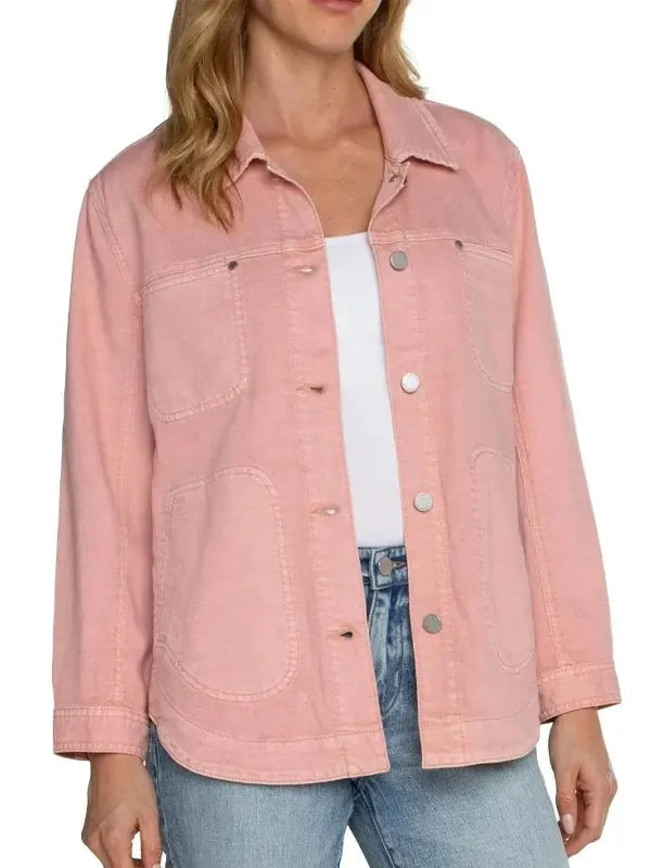Dean Dach Women's Pink Cotton Shirt Jacket
