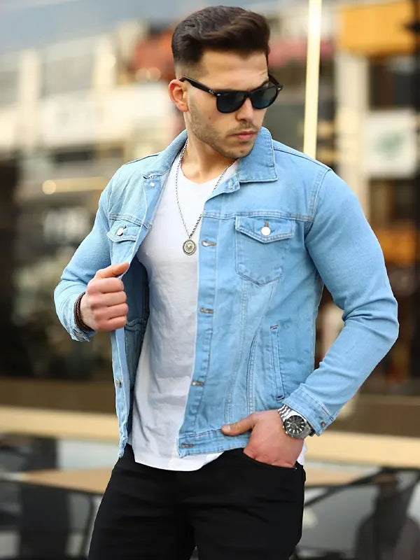 Dedric Turner Mens Light Blue Denim Jacket