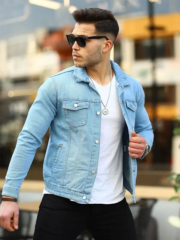 Dedric Turner Mens Light Blue Denim Jacket