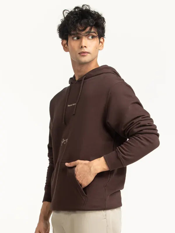 Deskins Dark Brown Regular Fit Pullover Hoodie