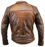 Distressed Leather Quilted Biker Jacket Buy