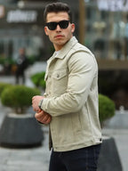 Donnell Jones Mens Cream Denim Jacket