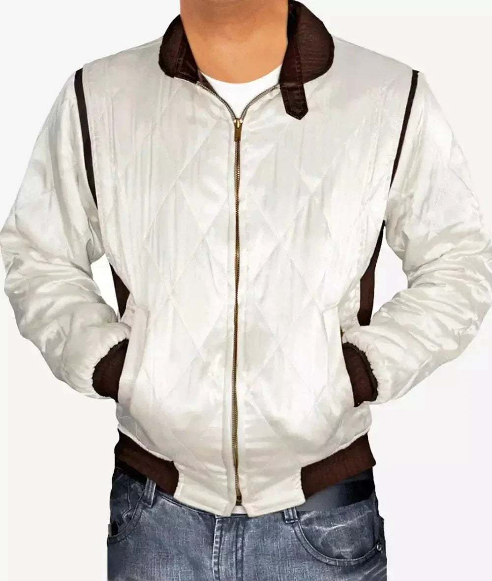 Bomber Jacket Men Quilted Style, White Zing Apparel