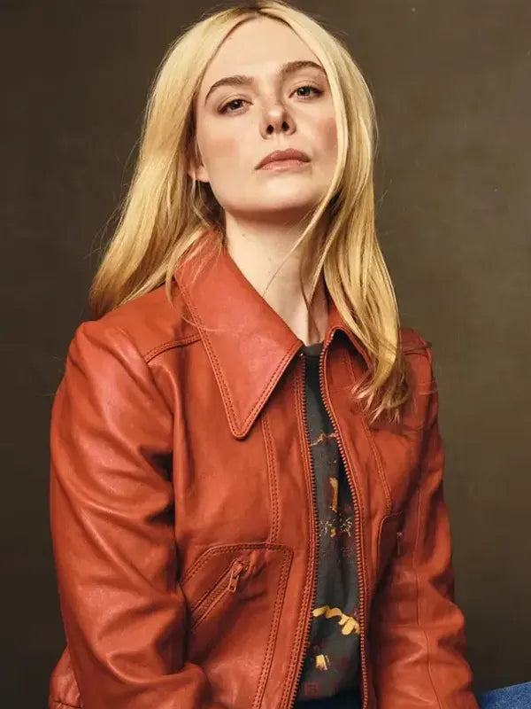  Elle Fanning Margo’s  Got Money Troubles 2026 Leather Jacket