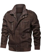 Elliot Funk Men's Dark Brown Cotton Bomber Jacket