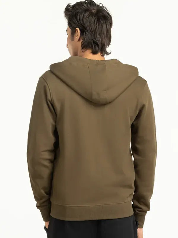 Elouise Lynch Regular Fit Brown Zipper Hoodie