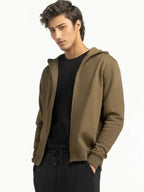 Elouise Lynch Regular Fit Brown Zipper Hoodie