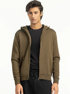 Elouise Lynch Regular Fit Brown Zipper Hoodie
