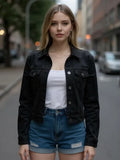 Emilio Kuhic Women's Black Slim Fit Denim Jacket