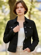 Emilio Kuhic Women's Black Slim Fit Denim Jacket