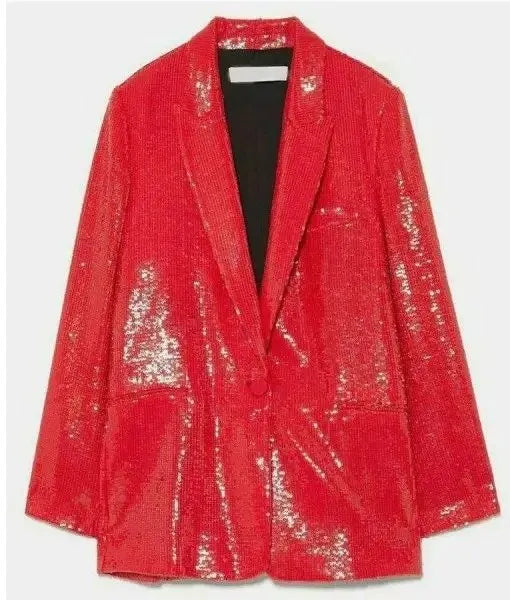 
Emily Cooper Emily In ParisNew  Red Sequin Blazer
