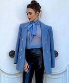 Emily Cooper Emily in Paris Blue Wool Peacoat