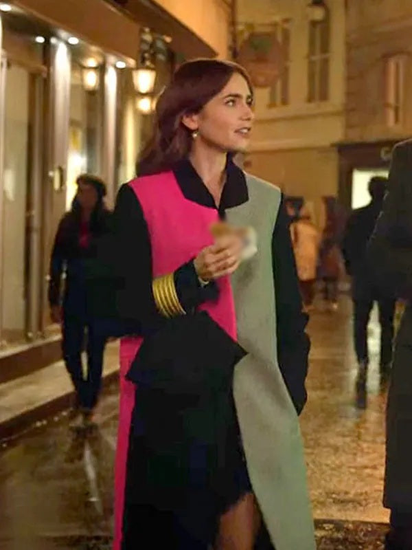  Emily In Paris Emily Cooper Color Block  Coat